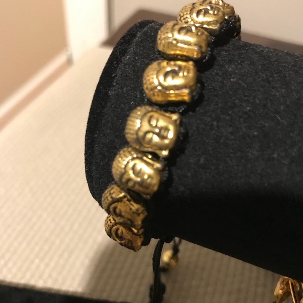 HEAVY GOLD PLATED BUDDHA Men’s BRACELET ~NEW - Picture 4 of 7